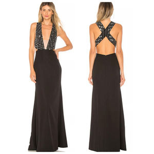 NEW X By NBD Black Embellished Blanka Maxi Dress